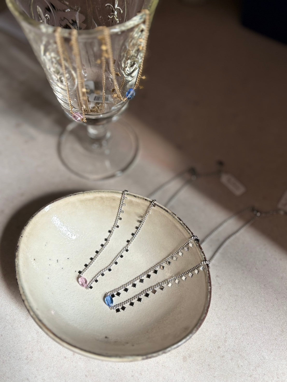 JAM Gioielli 天然クリスタル 鎖骨 シルバーネックレス