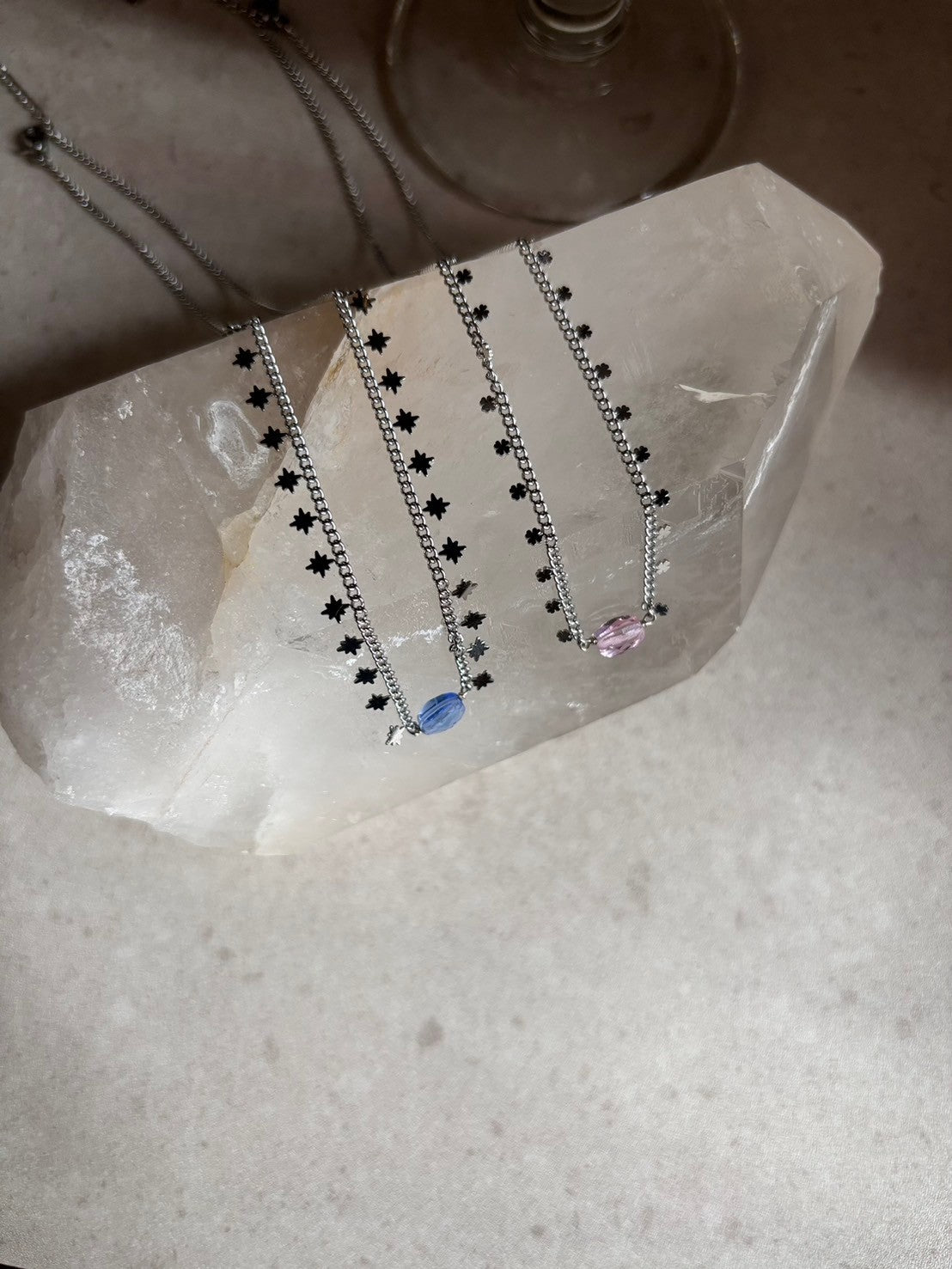 JAM Gioielli 天然クリスタル 鎖骨 シルバーネックレス