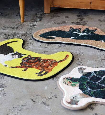 Atelier KOTETSU 動物插畫地墊 (貓 GR)