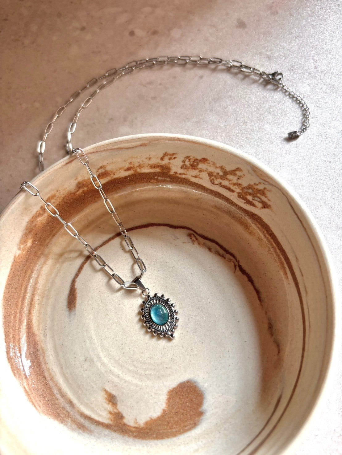 By JAM Gioielli Oval Turquoise Crystal Sweater Chain Long Chain