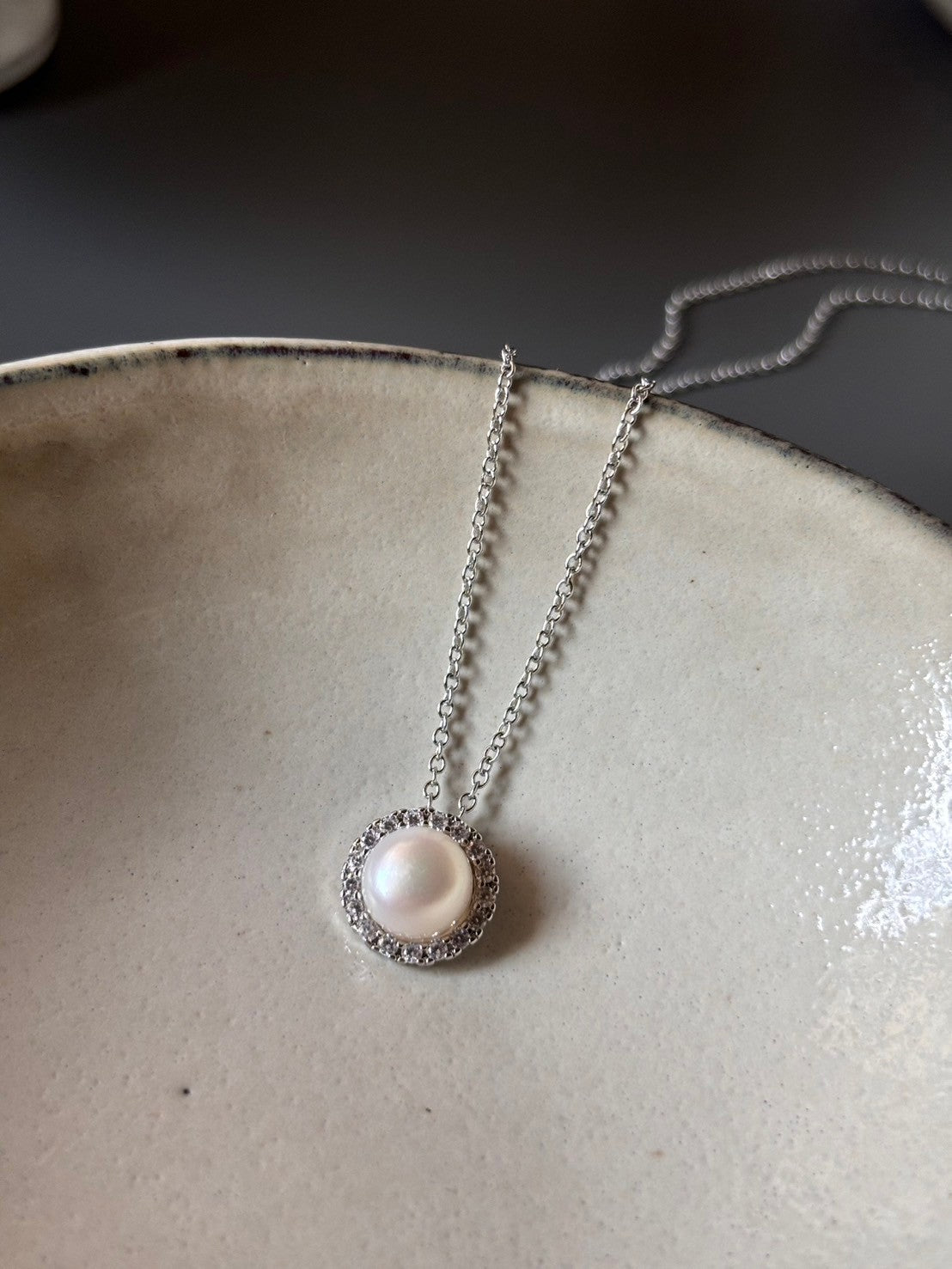 ADORNIA Freshwater Pearl Halo Necklace